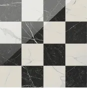 12x12 Checkerboard Pattern Carrara Honed Marble and Nero Marquina Honed Marble