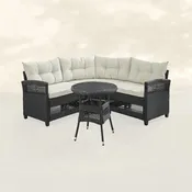 Curve-around Wicker Seating Set