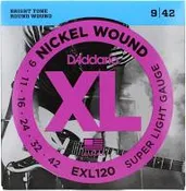 D’Addario EXL120 Nickel Wound Electric Strings – .009-.042 Super Light