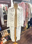 Alessandro Enriquez White Cotton Blend lace duster Top, Size 42