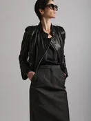 Blouson biker en cuir plongé noir