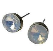 Antique Bronze Studs with Milky Opals