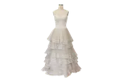 Strapless Beaded Tiered Gown
