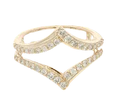 14K Yellow Gold 0.50 Carats Diamond Chevron Guard Ring