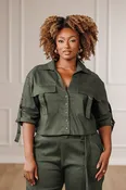 Alma Oversized Cargo Top - Forest
