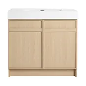 36″ Avery Freestanding Bathroom Vanity Cabinet with White Resin Sink, Soft-Close Doors &amp; Storage