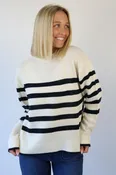 Crewneck Striped Sweater in Black & White
