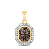10k YELLOW GOLD 1/4CTW DIAMOND NK OCTAGON COGNAC NATURAL PENDANT