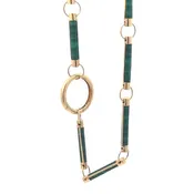 14k Yellow Gold Malachite Chain Necklace (14k Yellow Gold and Malachite)