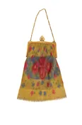 1920s Gold Filigree Rose Mesh Bag
