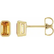 Citrine Bezel-Set Solitaire Stud Earrings