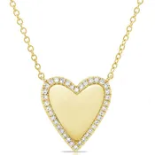 14K Yellow Gold Diamond Heart Necklace