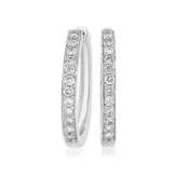 14K White Gold Diamond Huggie Hoops (XE1106AA)