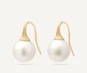 AFRICA 18K Yellow Gold Pearl Earrings, 1.4"