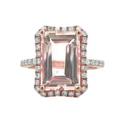 14K ROSE GOLD MORGANITE DIAMOND RING