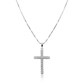 10K White Gold Lab Grown Diamond Cross Pendant Necklace