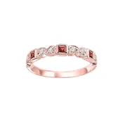 10Kt Rose Gold Diamond 1/12Ctw & Garnet 1/7Ctw Ring