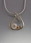 14K Gold and Sterling Silver pendant with 6mm Pearl (shown in White, see options to choose pearl color.)