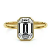 2.00ct Emerald Cut Lab-Grown Diamond 14k Yellow Gold Floating Bezel Solitaire Engagement Ring