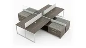 4 Person Open Low 6×5 Cubicle with Glass/Fabirc Dividers