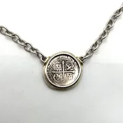 Necklace One Real Spanish  Silver Coin  Phillip II   .925 and 18k  #81696 — Everett Designs