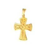 Byzantine cross necklace hand engraved in 14K solid gold