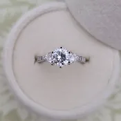 14k White Gold and Platinum CZ and Diamond Engagement Ring