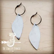 Antique Gold Hoop Dangle Earrings with White-Gray