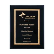 Black High Gloss Plaque with Black & Gold Florentine Design