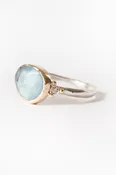 14k Aquamarine + Diamond Ring