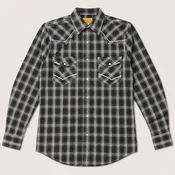 Men's Black Charcoal Plaid Long Sleeve Cowboy Western Shirt