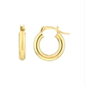 14K White Gold 3mm x 15mm Polished Hoop Earrings - Available in Yellow, White, and Rose Gold