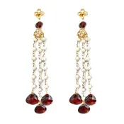 14k Yellow Gold with Garnet and seed Pearls and Diamond Earrings — cella designs