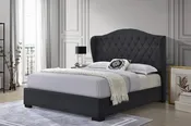 DARK GRAY Linen Curved Wing Back Tufted Platform Bed | Sioux Falls, SD