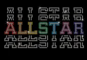 ALLSTAR WORD MIDDLE ALLSTAR IN RAINBOW COLORS AND DISTORTED DESIGN