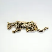 14kt Gold Leopard Brooch with black hand enameled spots