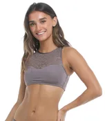 Body Glove Women's Lace High Neck Bikini Top- Fossil