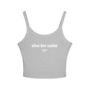 Tank Top — "Slut For Calm" Crop Spaghetti Strap Tank