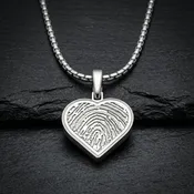 Sterling Silver Fingerprint Heart Necklace