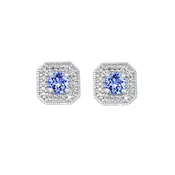 10Kt White Gold Diamond 1/10Ctw & Created Sapphire 3/4Ctw Earring