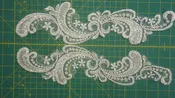 Applique Swirly pair, White, Pearls & AB Sequins