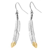 Black Hills Gold and Silver Feather Dangle Earrings
