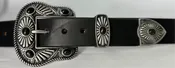 3 PIECE BUCKLE Set w/black faux stones