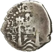 BOLIVIA, Potosí, cob 1 real, 1655 E, pomegranate at top.