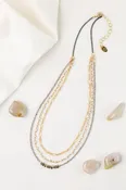 Alchemy 18.25-20.25" Fresh Water Pearl, Moonstone with Pyrite Multistrand Necklace