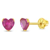 14k Birthstone Heart Girls Earrings