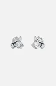 18KW Princess Diamond Cluster Stud Earrings