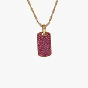 14KT Rose Gold 1.00CTW earth Mined Pink Sapphire Dog Tag Pendant