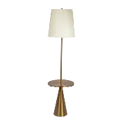 Celestial Modern Floor Lamp with Brass Accent Table with Large White Shade