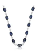 14k white gold alternating blue sapphire and diamond 18" necklace